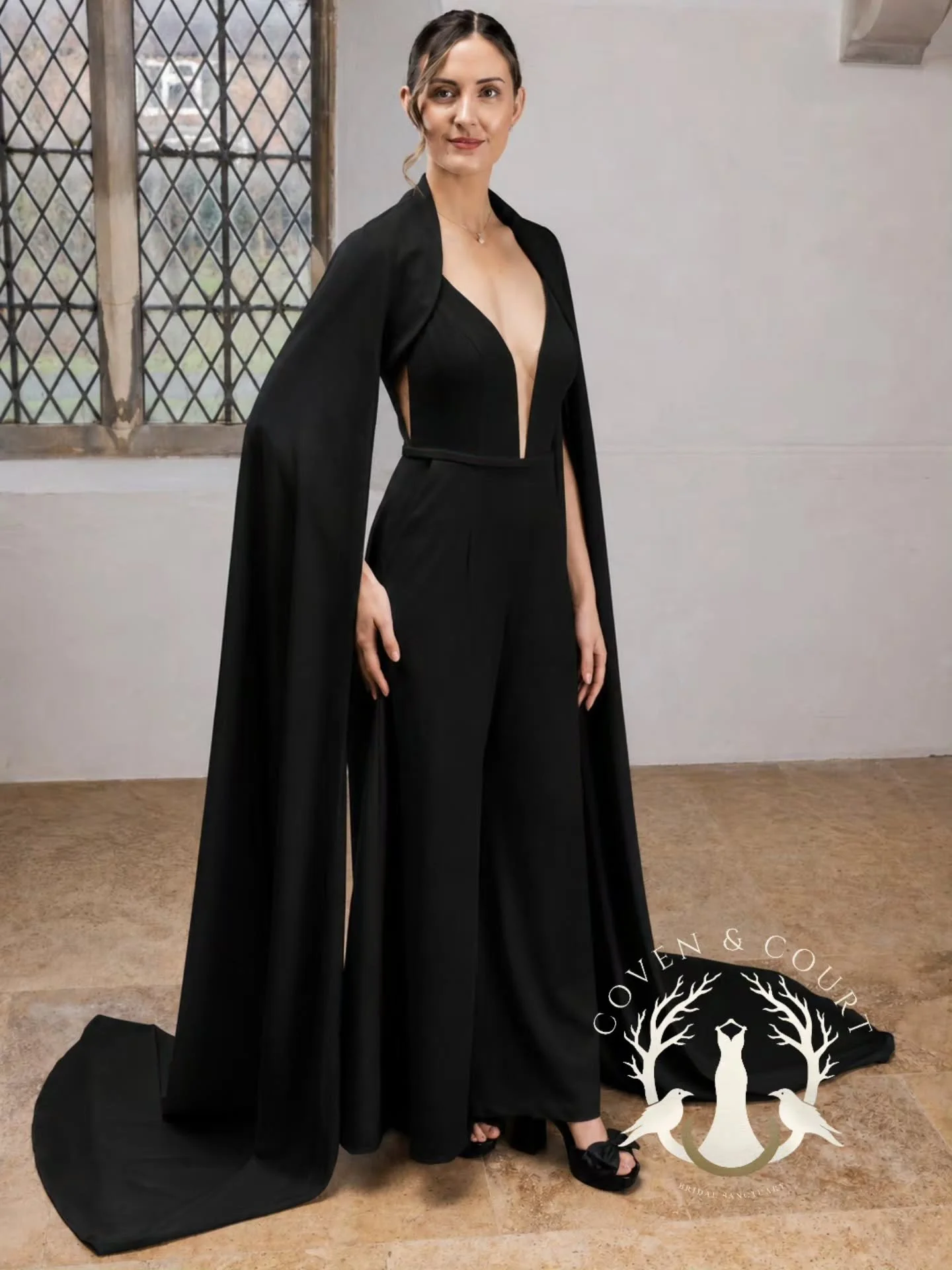 Who said you need to wear white? Or even a fucking dress? ✨️🌙🖤

She needs no introduction... our stunning black jumpsuit with cape.

You do you hun. 🤘

#yourweddingyourrules #covenandcourt #bridaljumpsuit #black #youdoyou