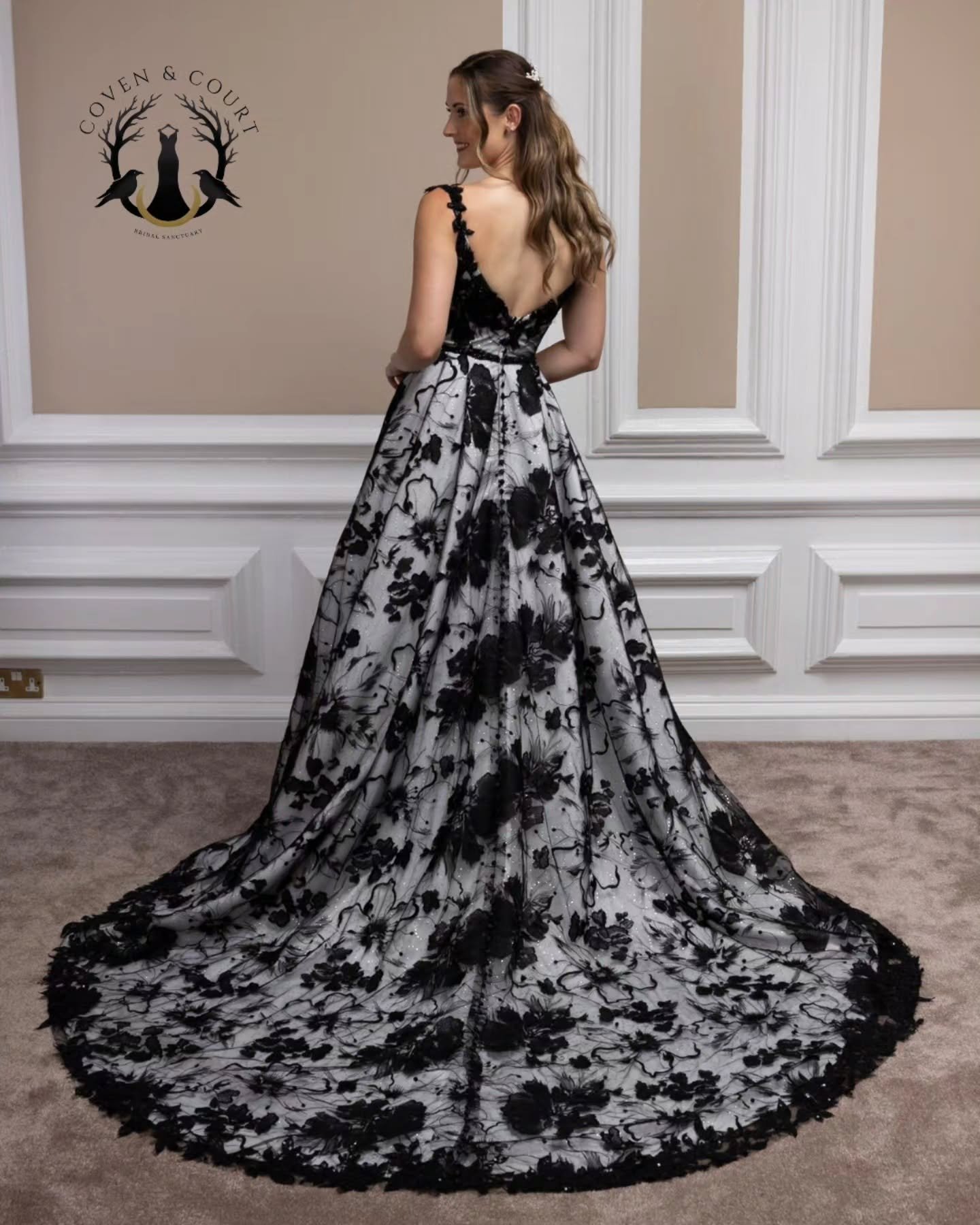 Can you imagine the look on people's faces when you rock up to get married in this beauty? 🖤

Book your appointment. Link in bio 🖤🌙✨️

#blackweddingdress #blacklace #covenandcourt #altwedding #whythefucknot