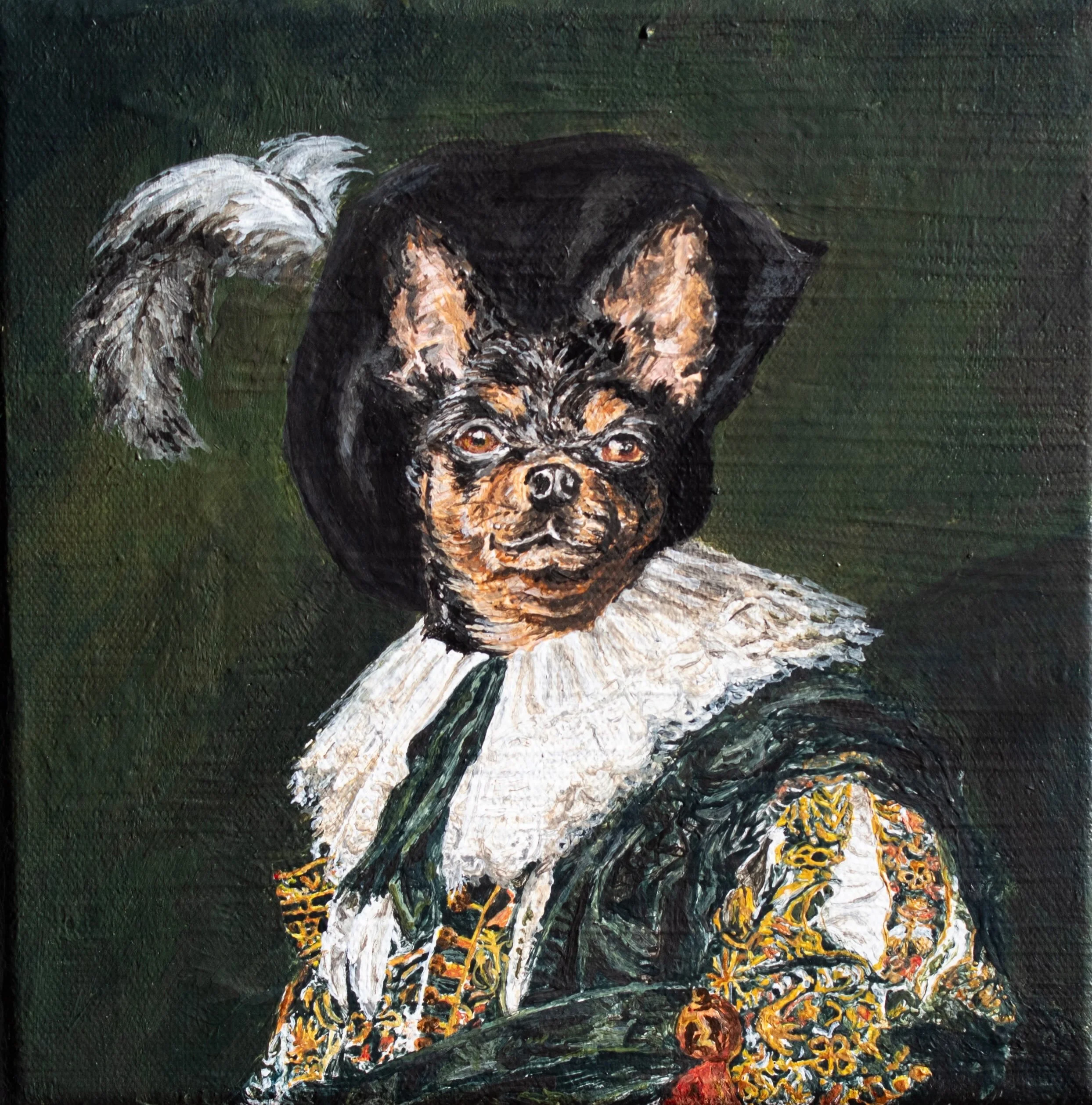 Taking name suggestions..

Duke of Prestige 
Count Chino 
Ferdinand the Feisty 

What dog (or other animal) do y&rsquo;all wanna see next?👀 comment below!

#dogportraits #denver #artist #paintings #sunday