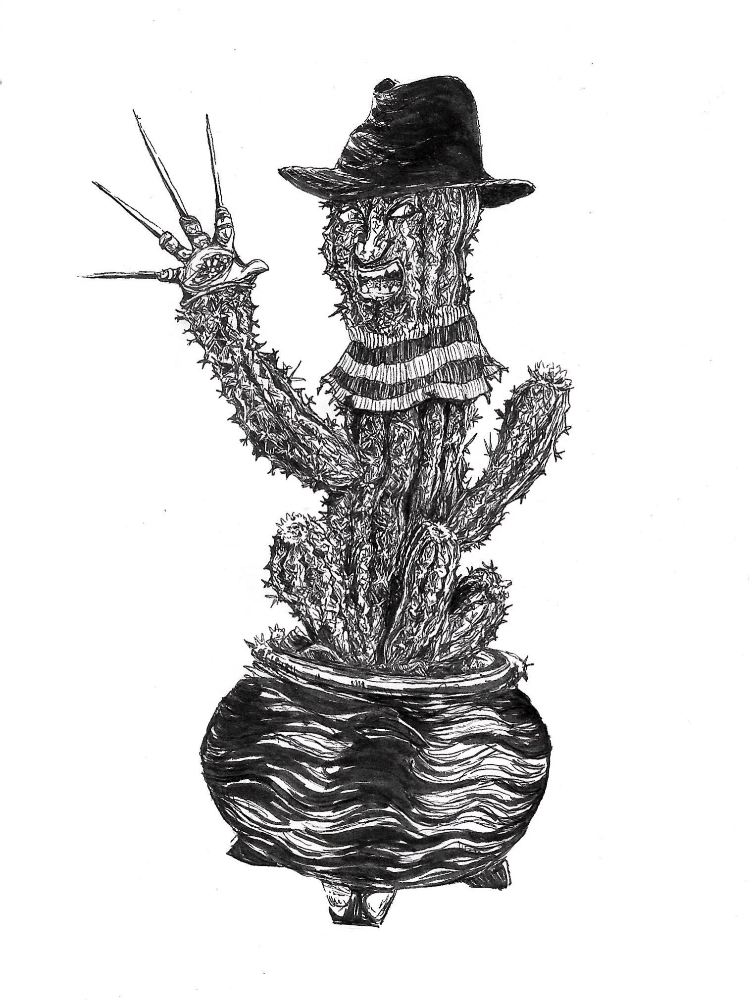 Inktober day 4 - Freddy Cactus 
Ay who won Freddy or Jason?
@inktober 

#inktober2026cactus #inktober2026 #freddykrueger #freddyvsjason #spookyszn