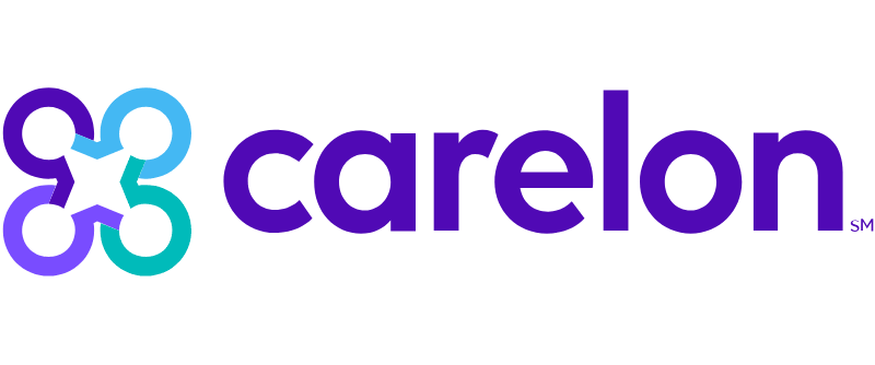 Carelon logo with interconnected circular shapes and purple text