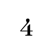 Number four in black on a white circular background