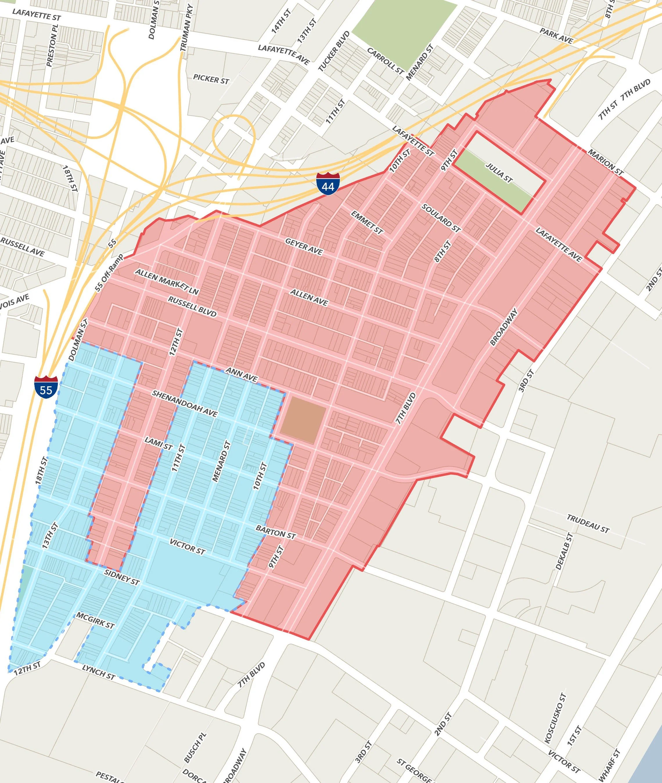 Blue = Expansion Area