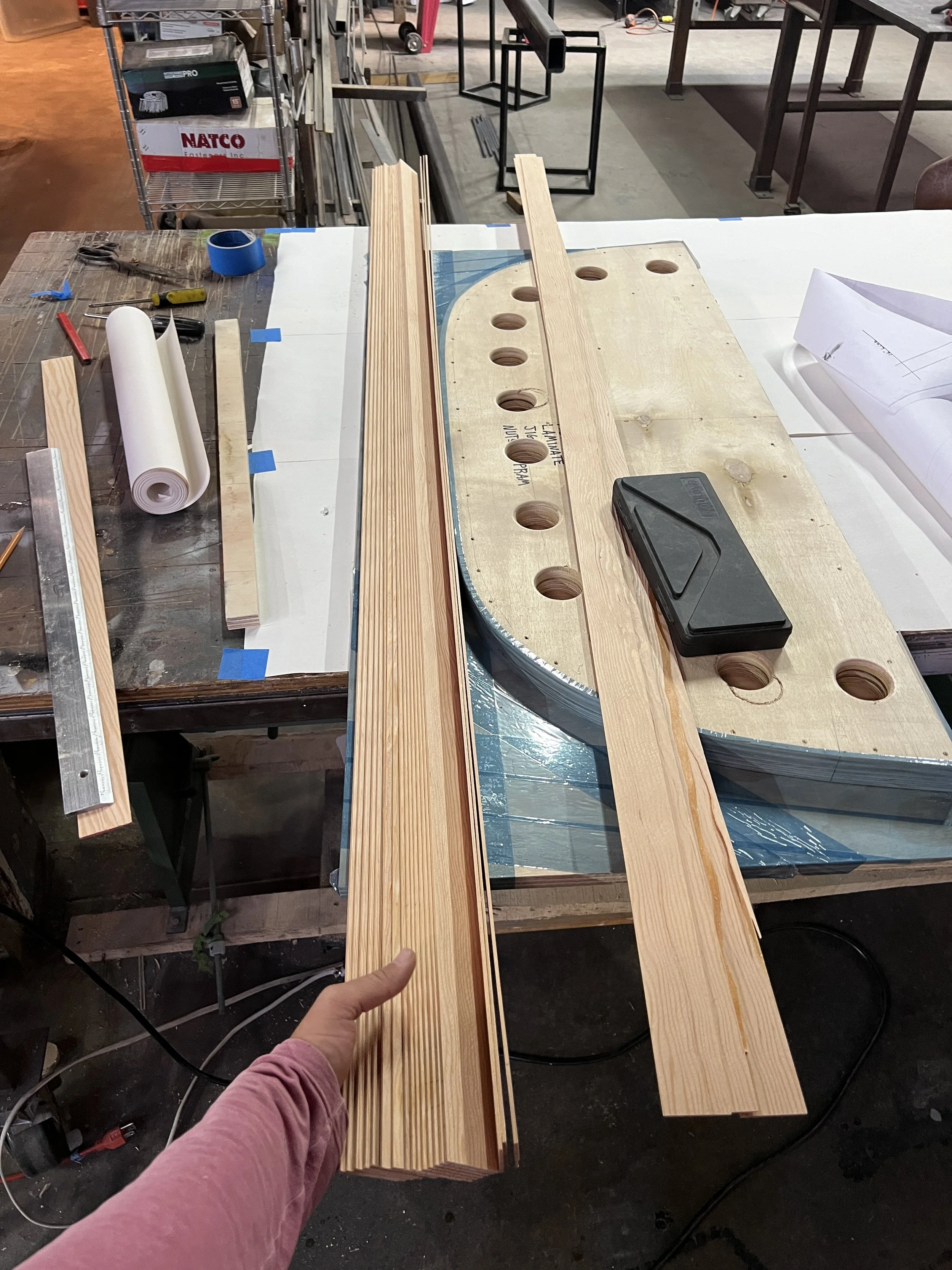 Midship frame material prior to glue up