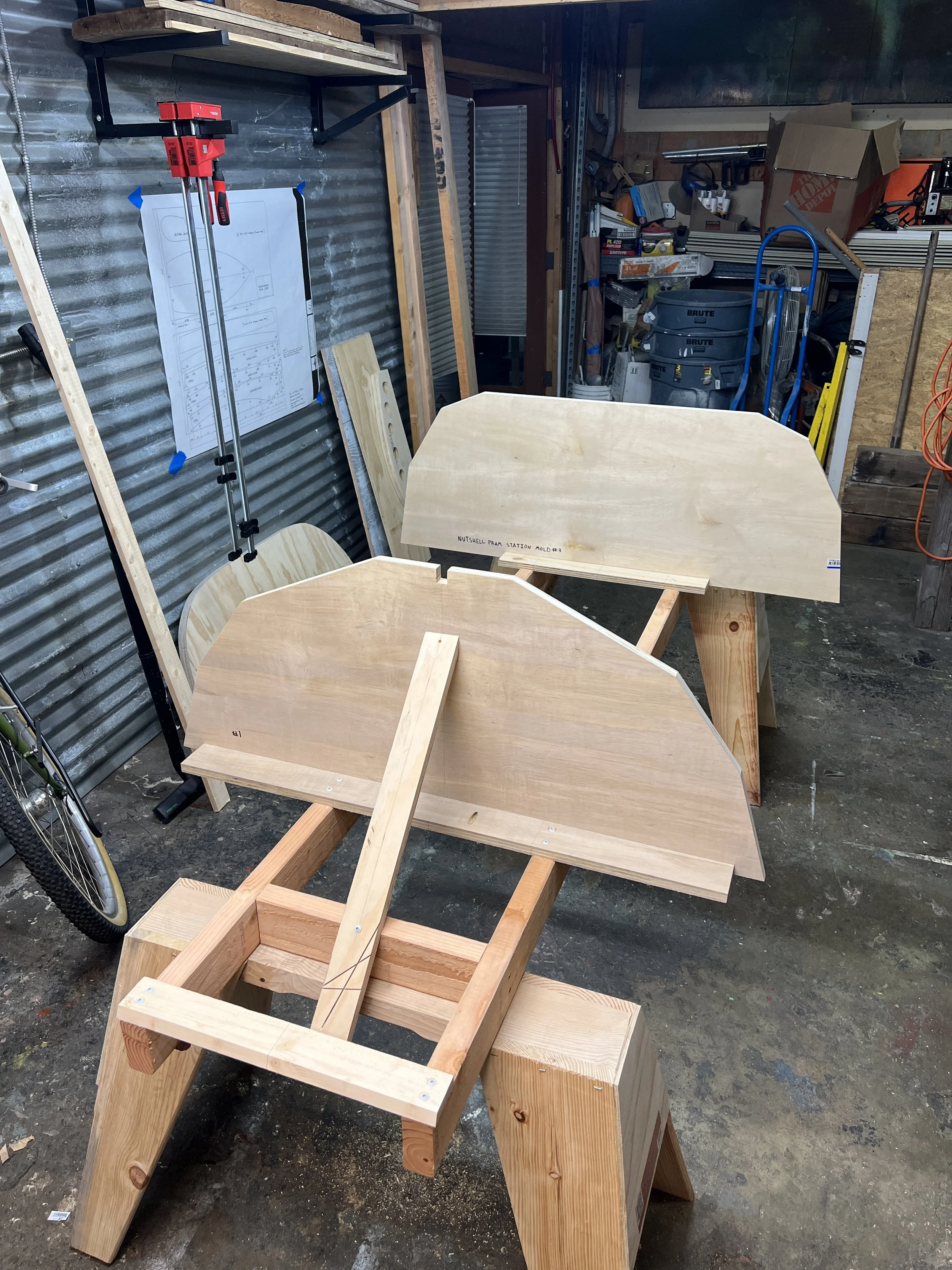 Ladder frame prior to adding transoms, forekeel, and midship frame