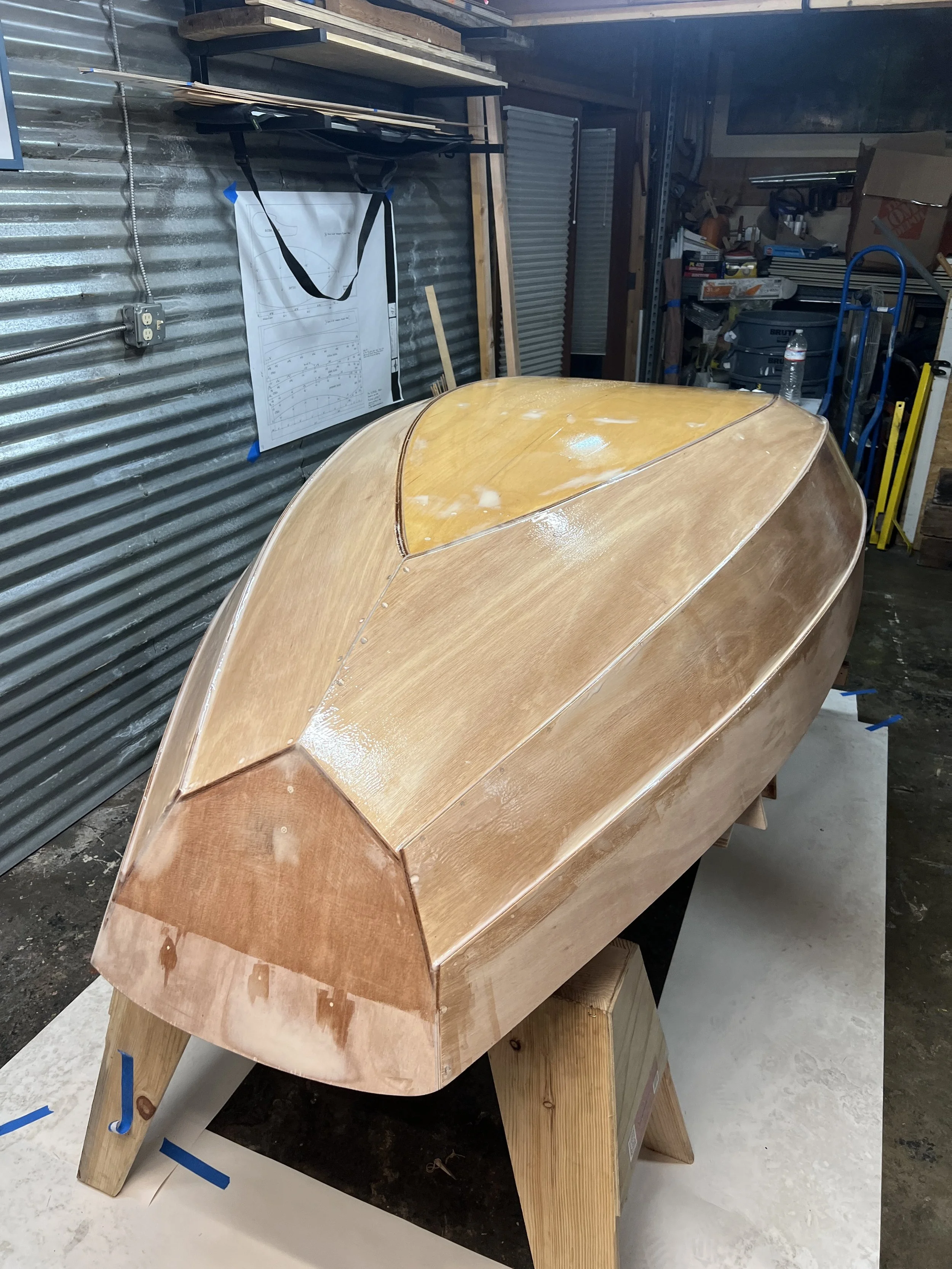 Prepping to glass up to the sheer plank