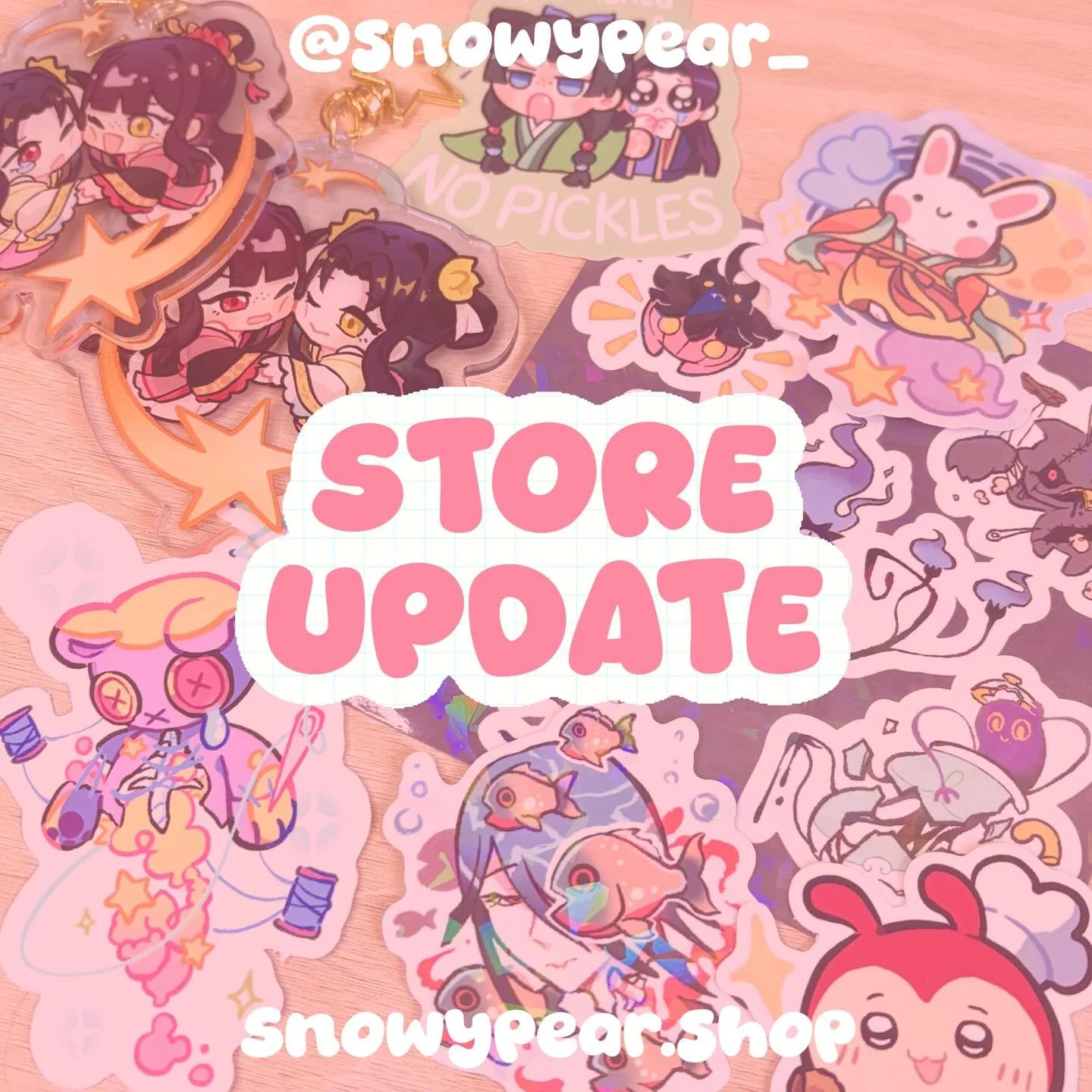 📢 Mini Store Update with some new stickers and charms
I&rsquo;m also officially switching my shop to Shopify! If you encounter any issues when purchasing, please lmk so I can fix it! (It&rsquo;s my first time using Shopify so please be patient with 