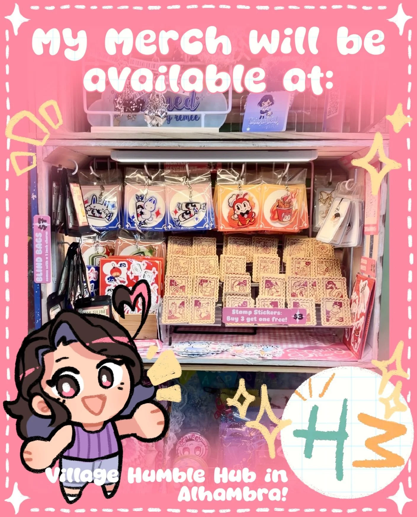 🌟🛒 My merch will be available now at @happyhumblehub_h3 in Alhambra! Come by and check it out if you can (づ๑&bull;ᴗ&bull;๑)づ♡

117 E Main St Unit A 
Alhambra, CA 91801

If it&rsquo;s too far from you, I also have an online store:
⟡ snowypear.shop
⟡