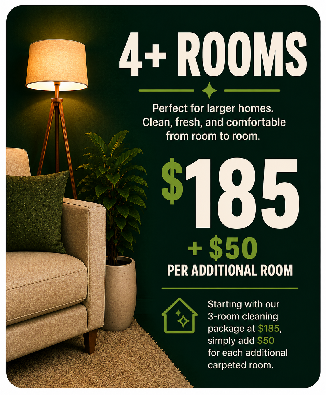 4+ Rooms Carpet Cleaning