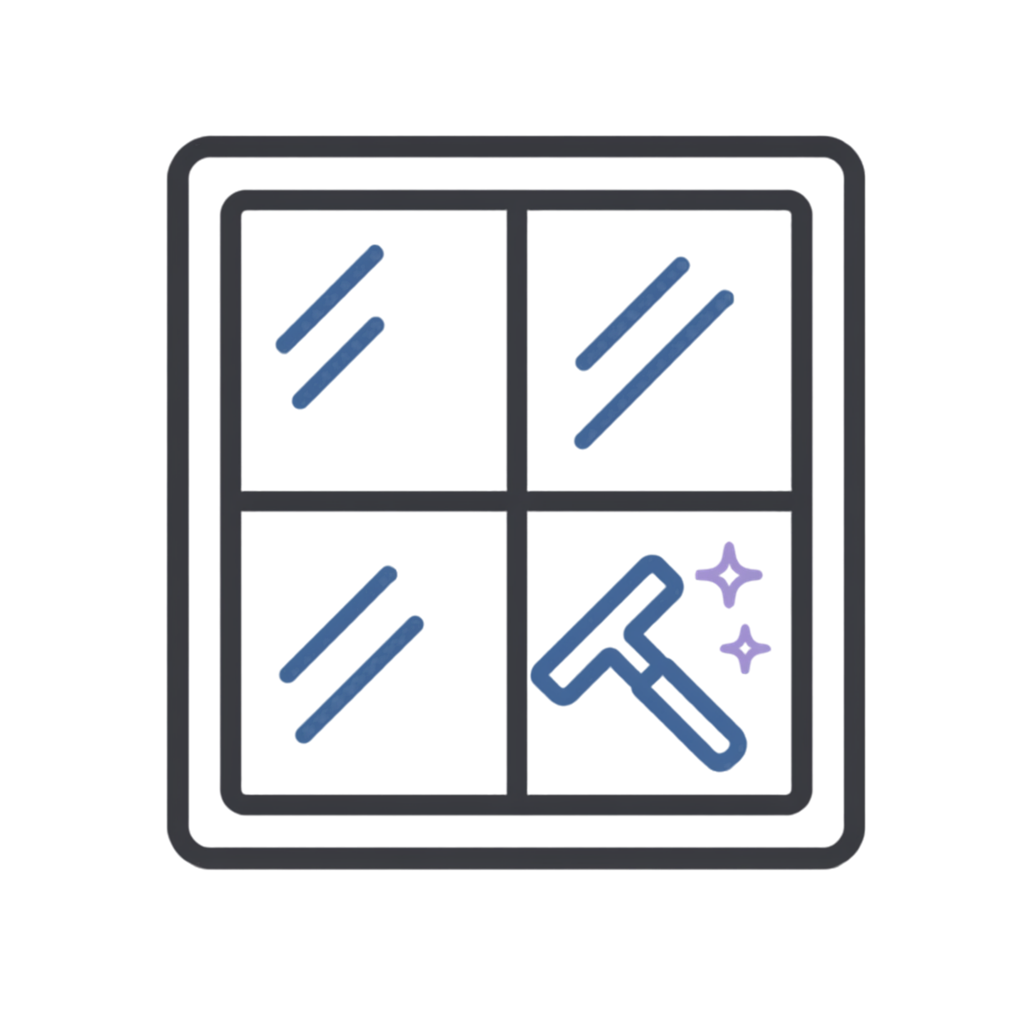 A window with sparkles and a squeegee icon