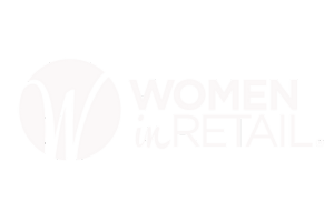 Women in Retail logo featuring a stylized shopping bag with a fork and knife inside