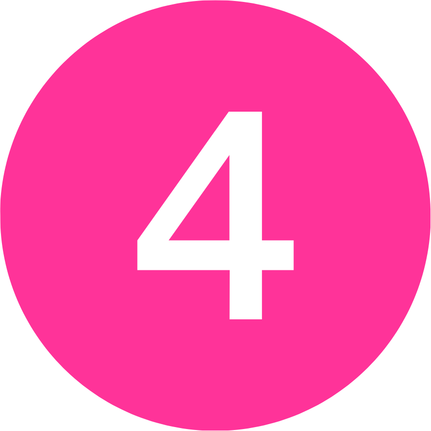 Pink circular button with the number 4 in black.