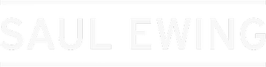 Text reading 'SAUL EWING' in white letters on a black background.