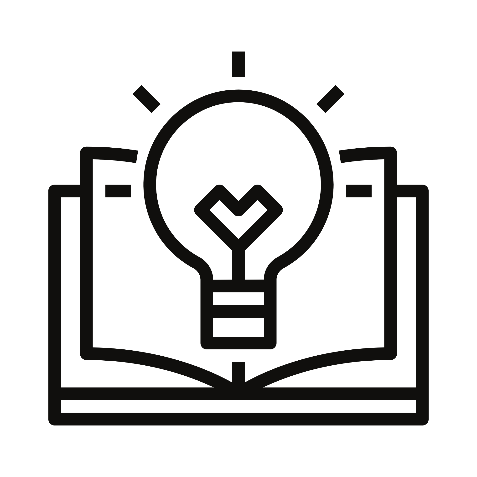 Outline of a lightbulb with a heart inside, surrounded by a book and abstract lines.