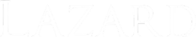 Close-up of the word "LAZARD" in white capital letters on a black background.