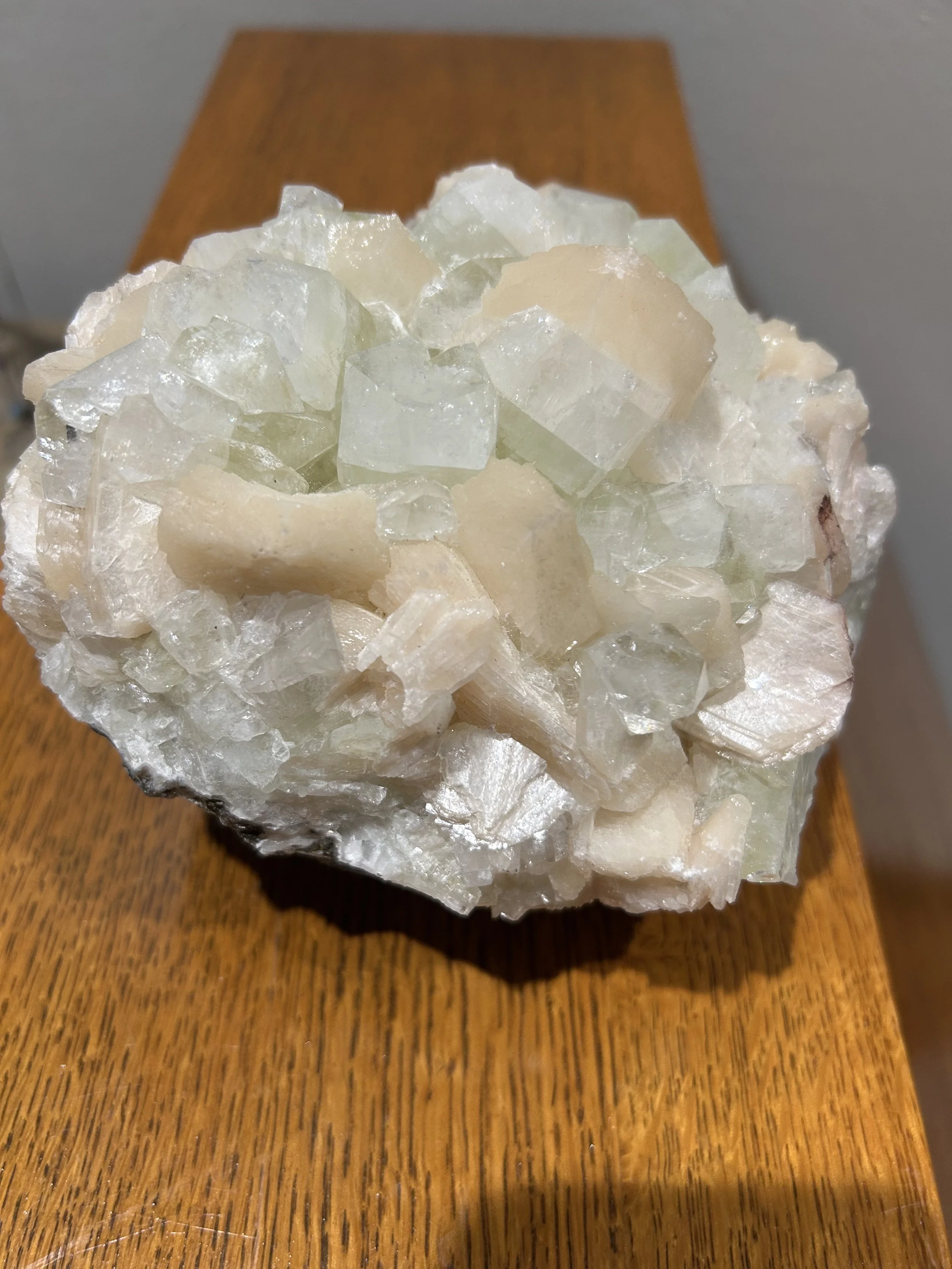 Green Apophylite with Stillbite
