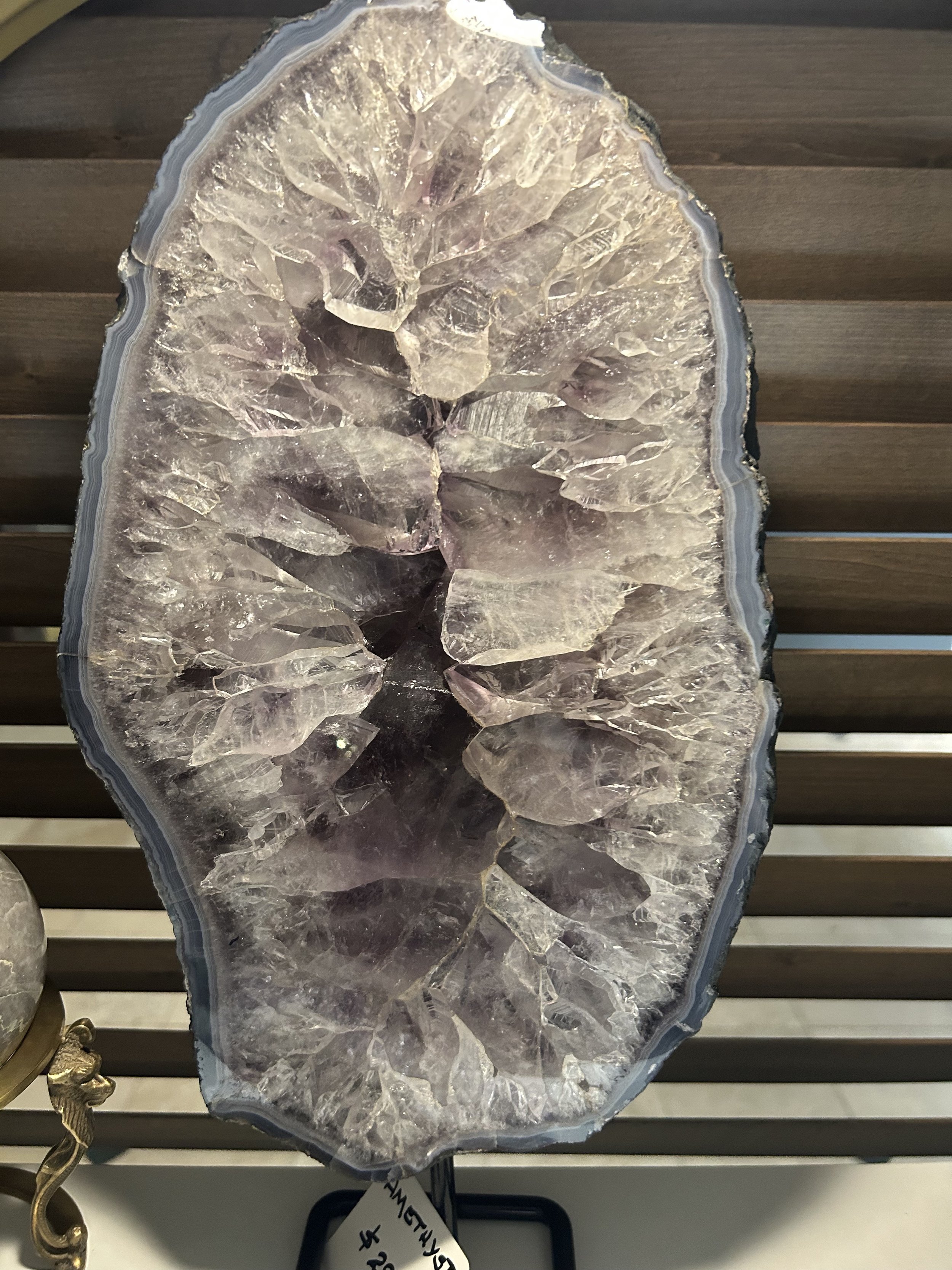 Amethyst Crystal Slice on Metal Stand