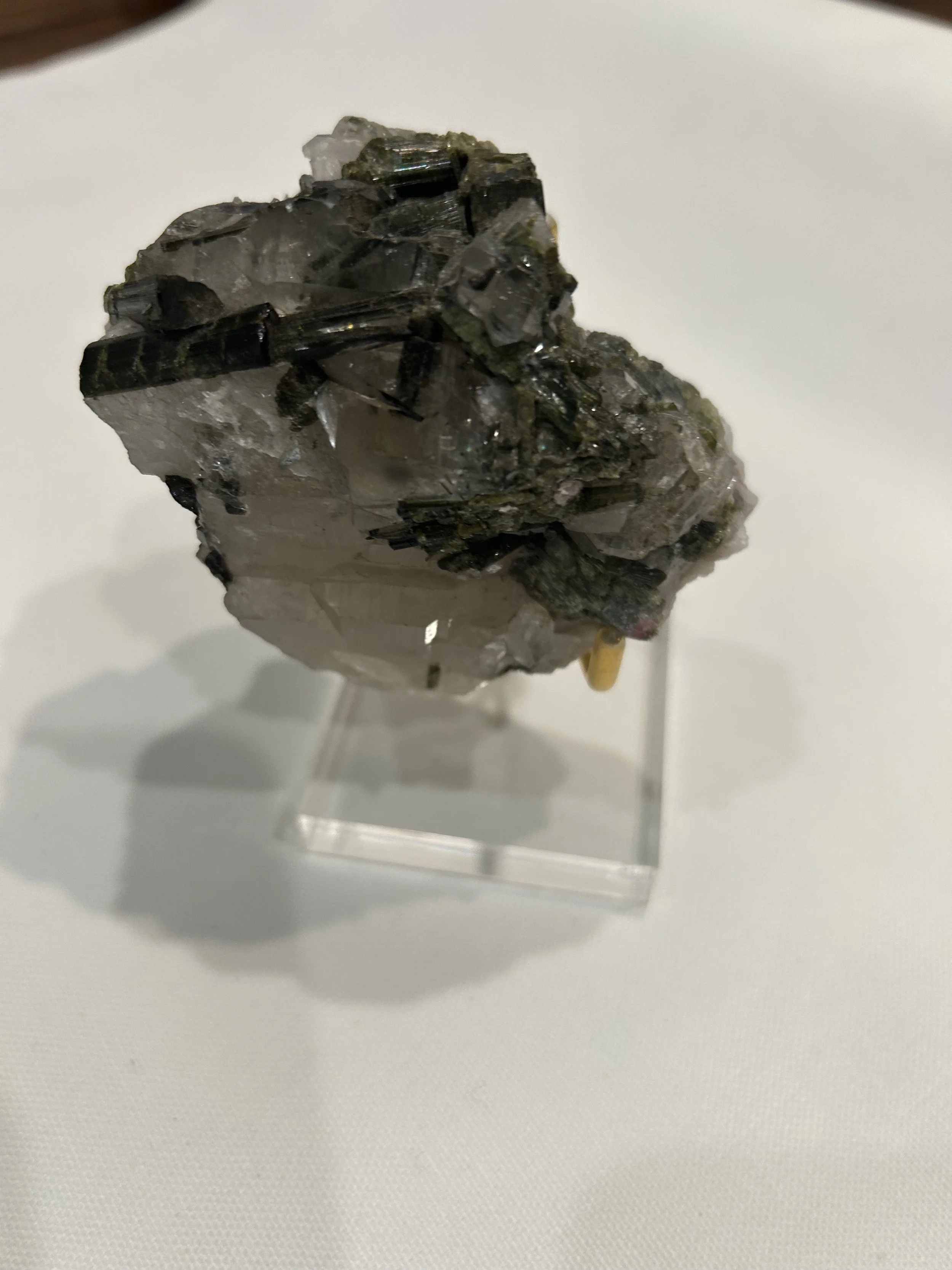 Green Tourmaline on Quartz