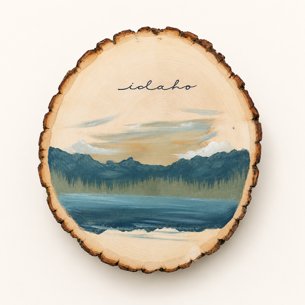 Hand-Painted Idaho Landscape on Wood Slice