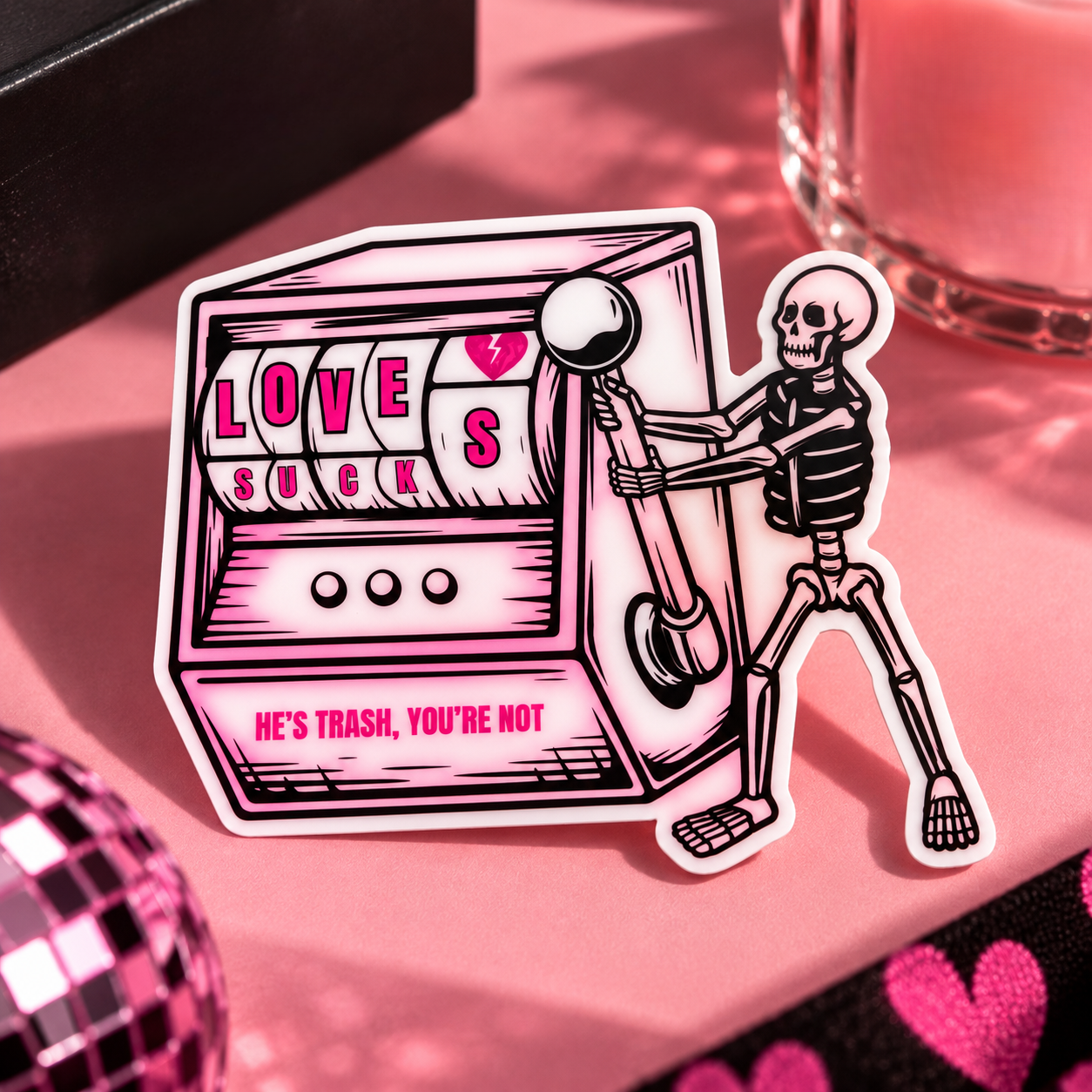 Love Sucks Sticker | Skeleton Slot Machine