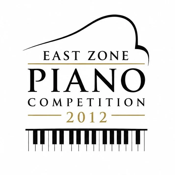 Logo for the East Zone Piano Competition 2012 featuring a stylized piano and a keyboard.