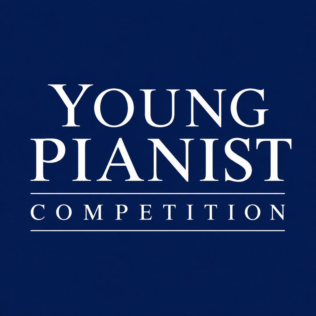 Logo for the Young Pianist Competition with a blue background and white text.
