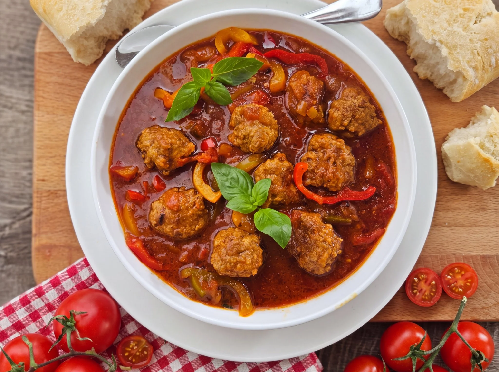Hackbällchen-Gemüseeintopf mit bunter Paprika: Ein ehrliches Familienessen zum Verlieben