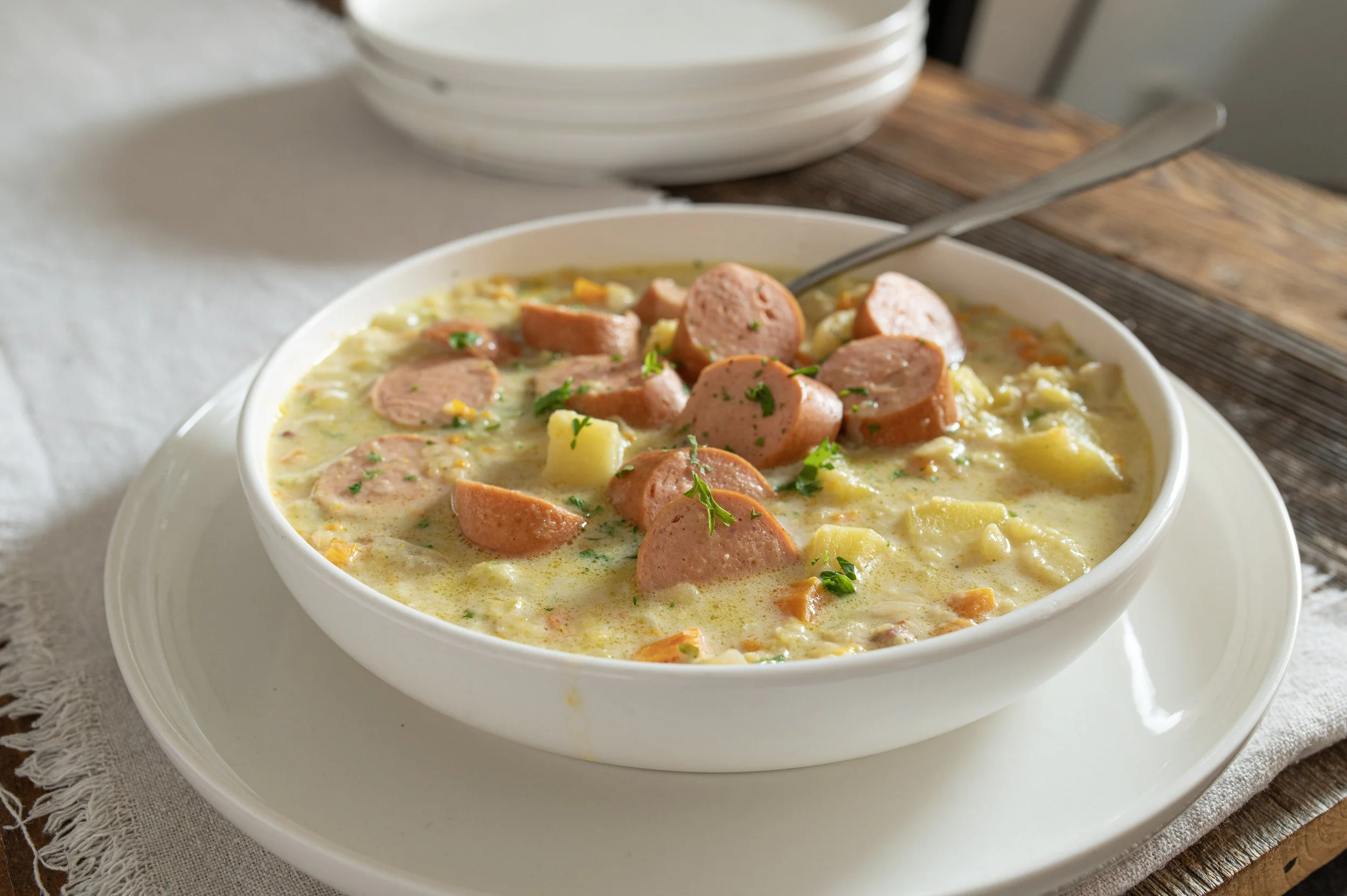Klassische Kartoffelsuppe mit Würstchen .. .wie von Oma