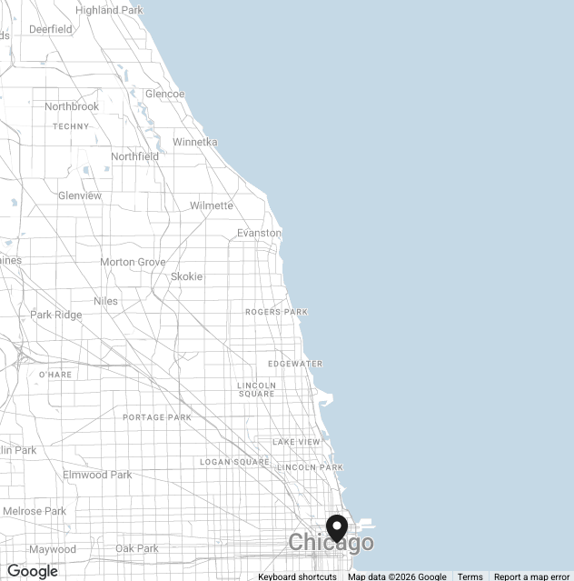 Map showing the Chicago area and surrounding neighborhoods.