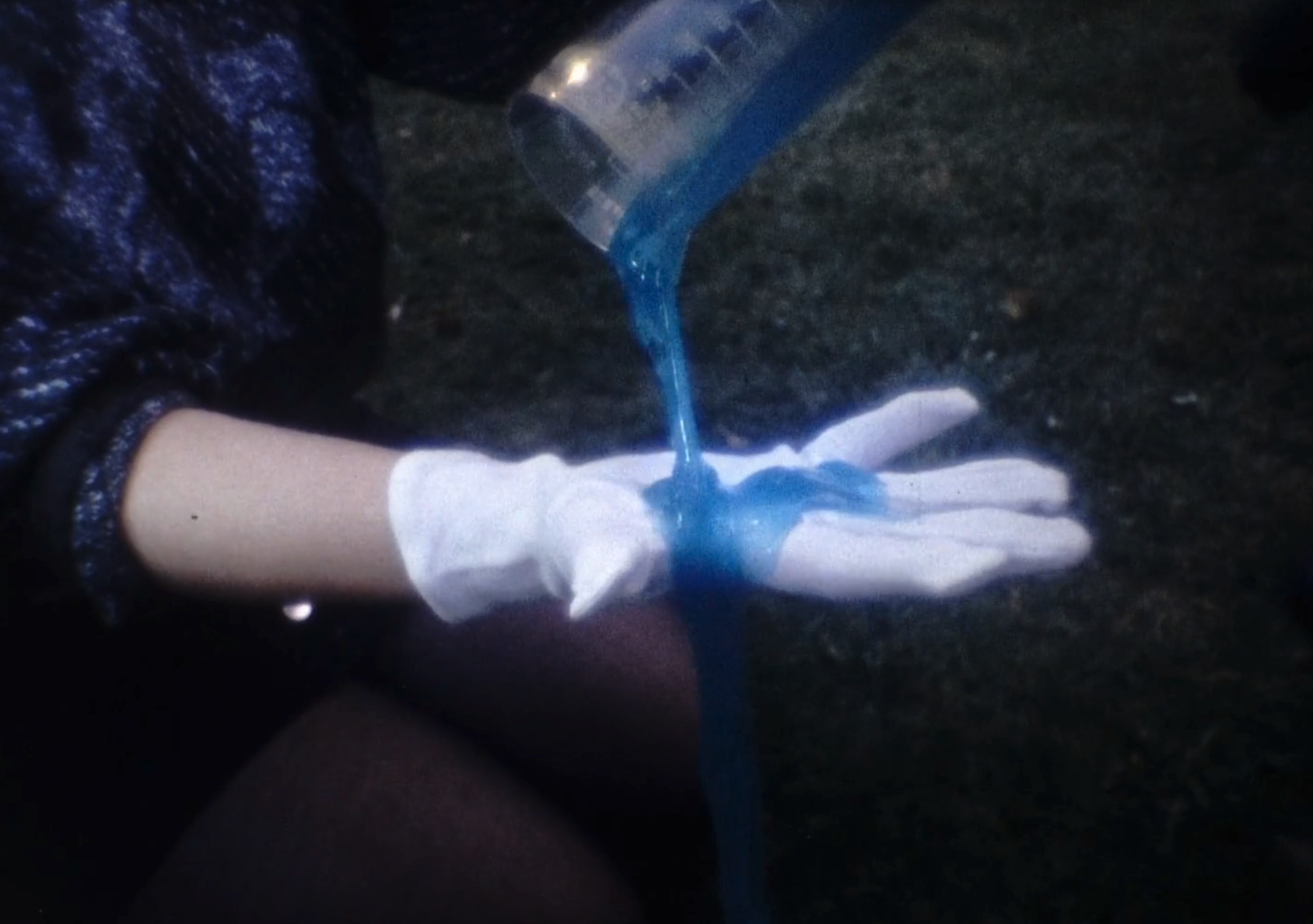 Film still from "Cosmic Goo: A Short Film About Ectoplasm" (2026), Rhona Eve Clews