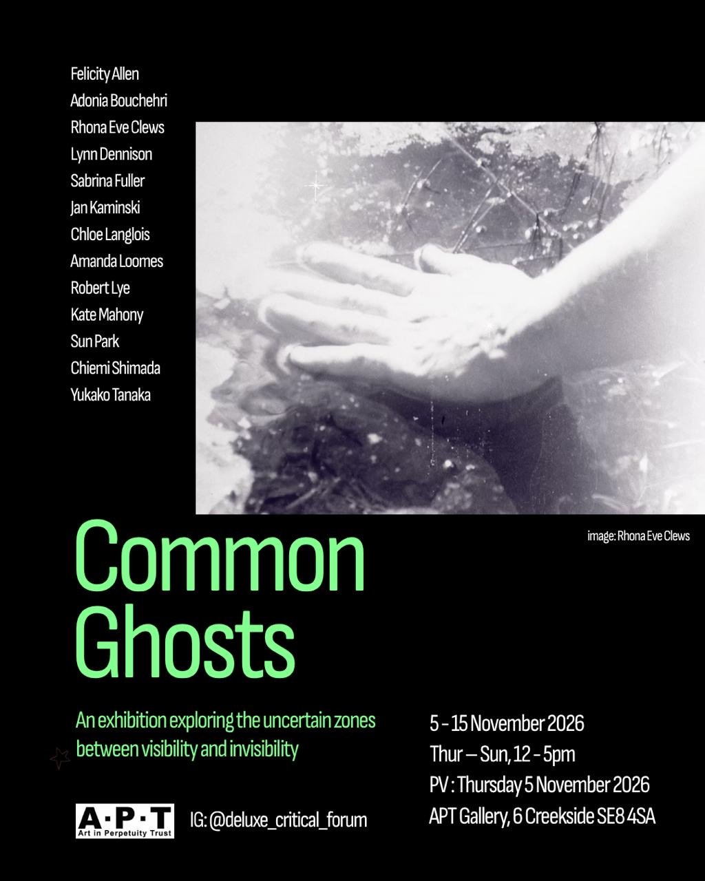 Exhibition poster for Common Ghosts, APT Gallery
