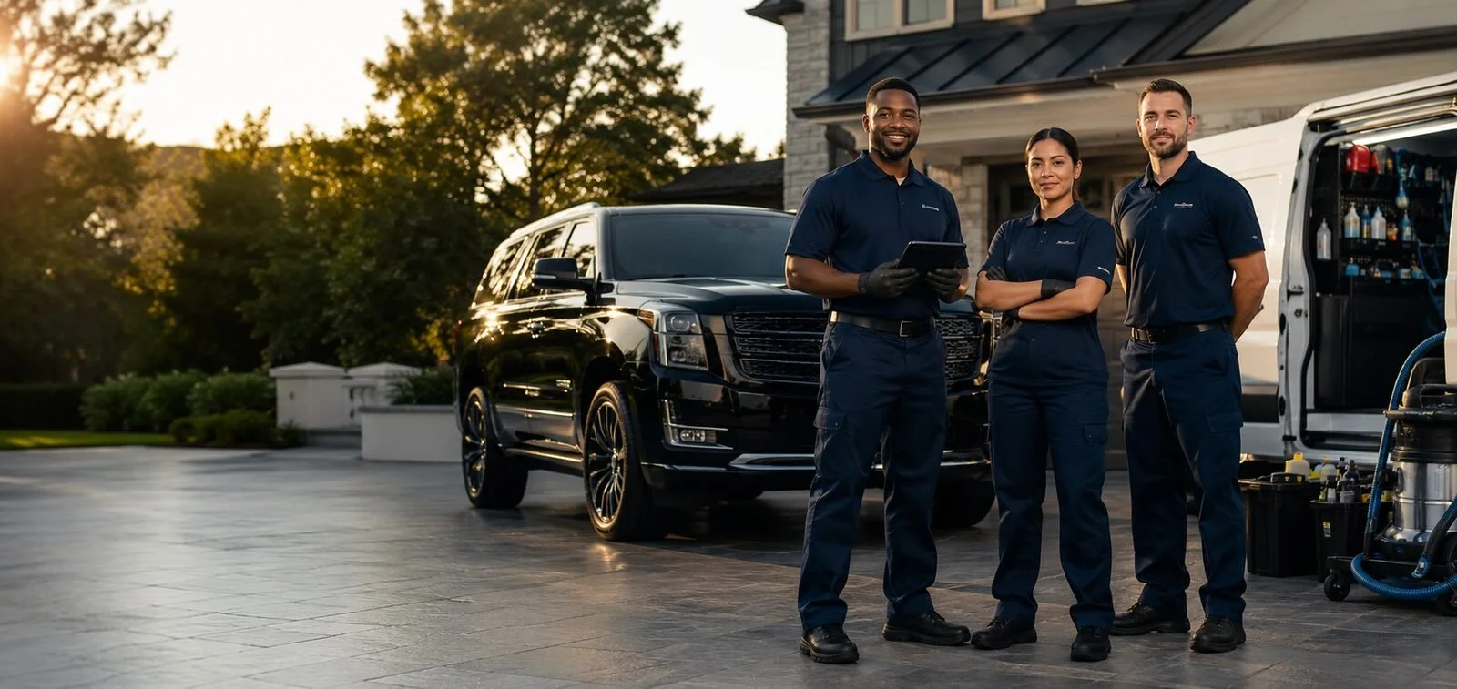 Big Oasis detailing team preparing for professional service