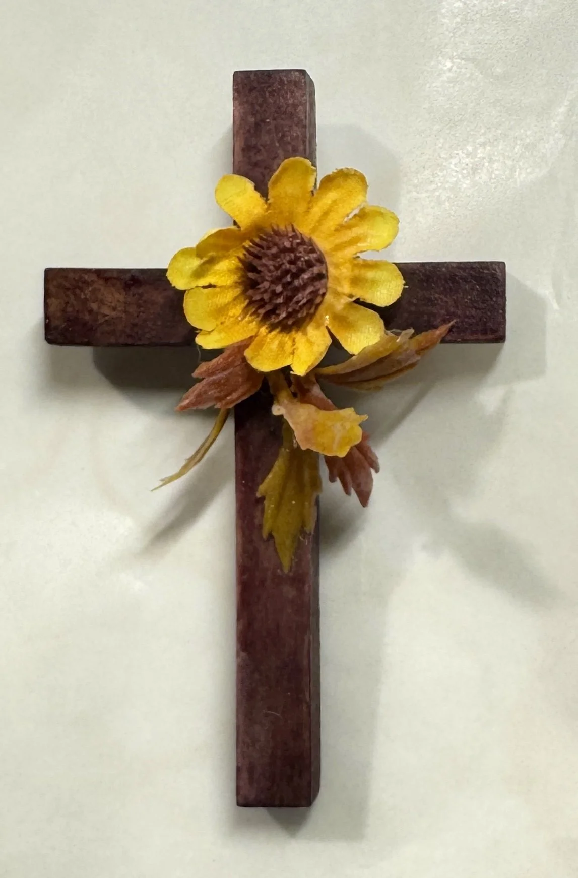 Sunflower Handcrafted Wooden Cross Magnet