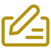 Icon of a pencil writing on a piece of paper