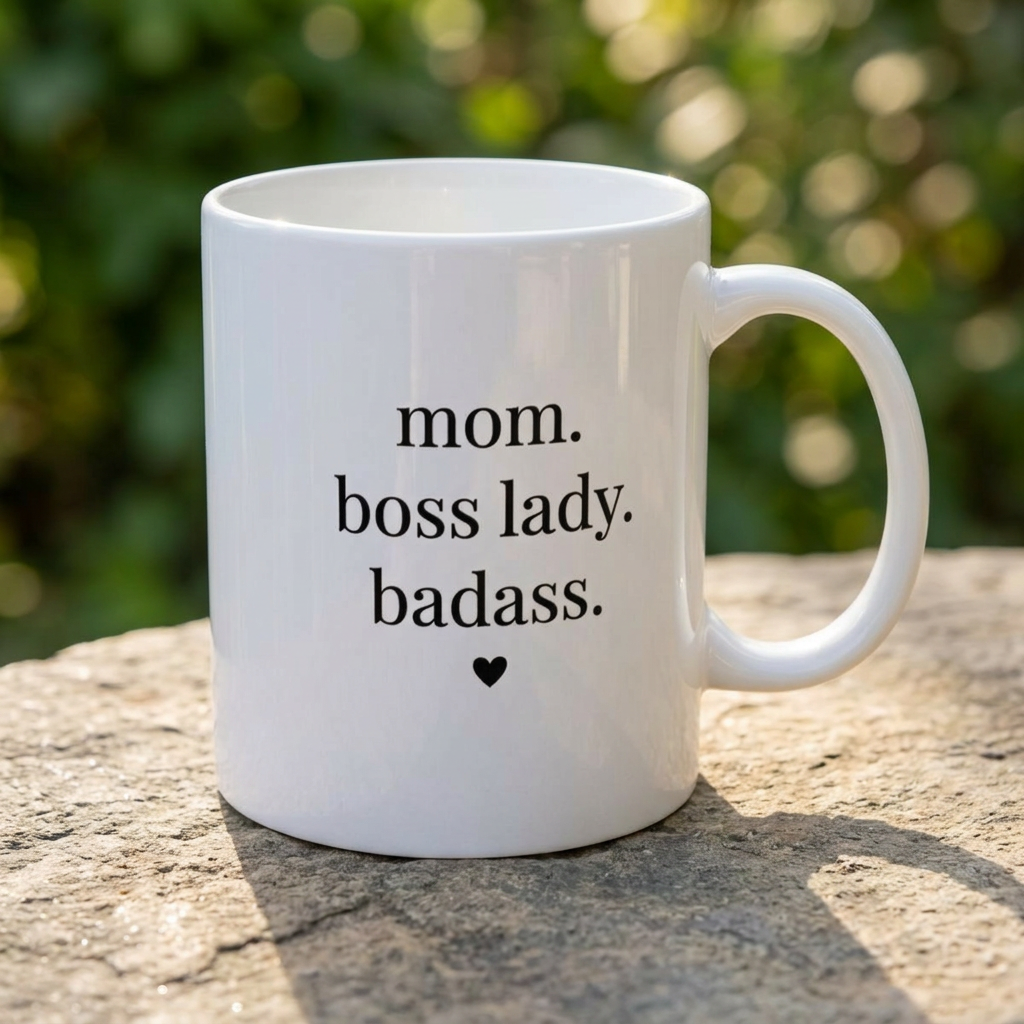 Mom. Boss Lady. Badass 11oz Mug. Gift for Mothers. Coffee Cup for Busy Mama