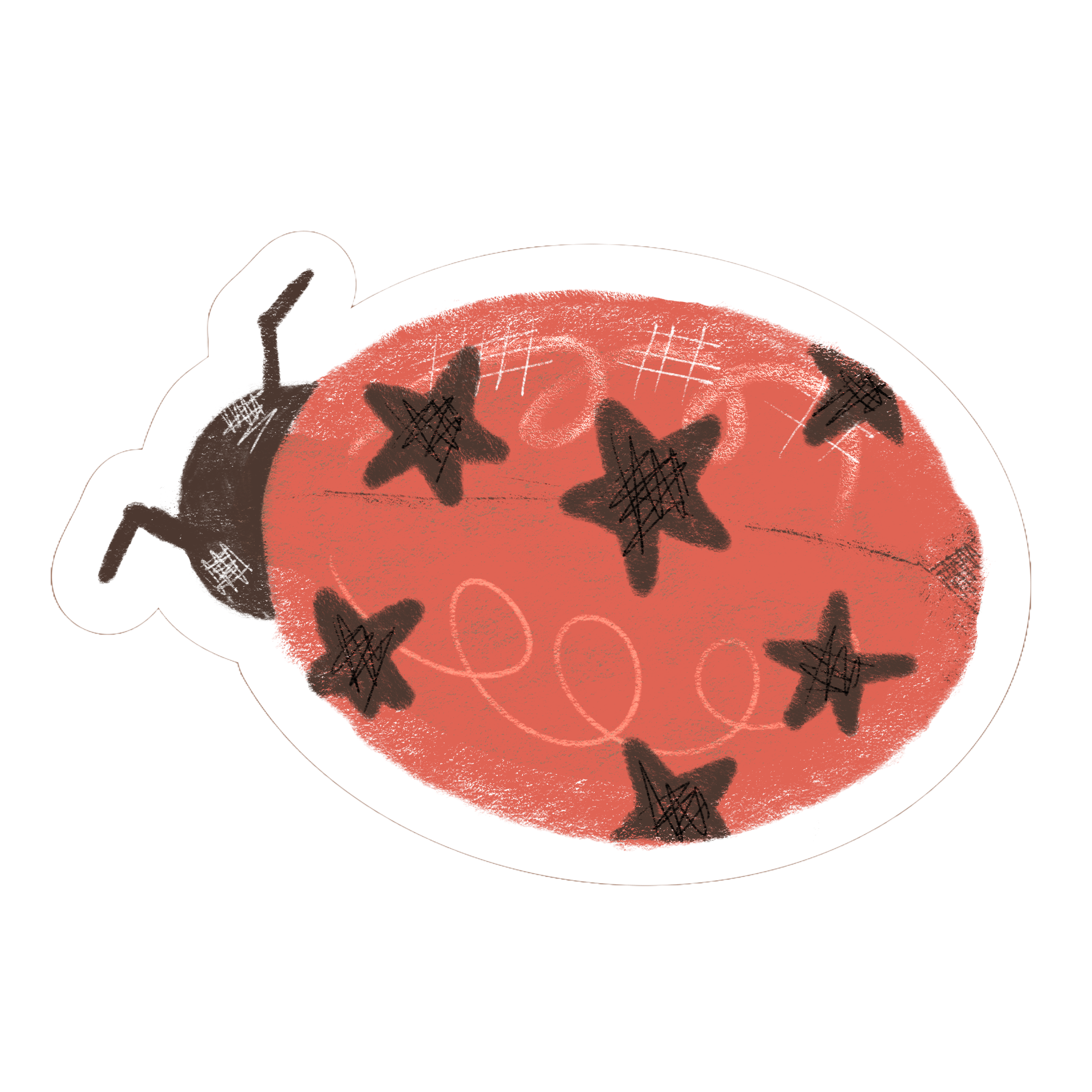 A cartoon illustration of a pumpkin with black vampire bat silhouettes drawn on its surface, surrounded by a white cloud-like shape.