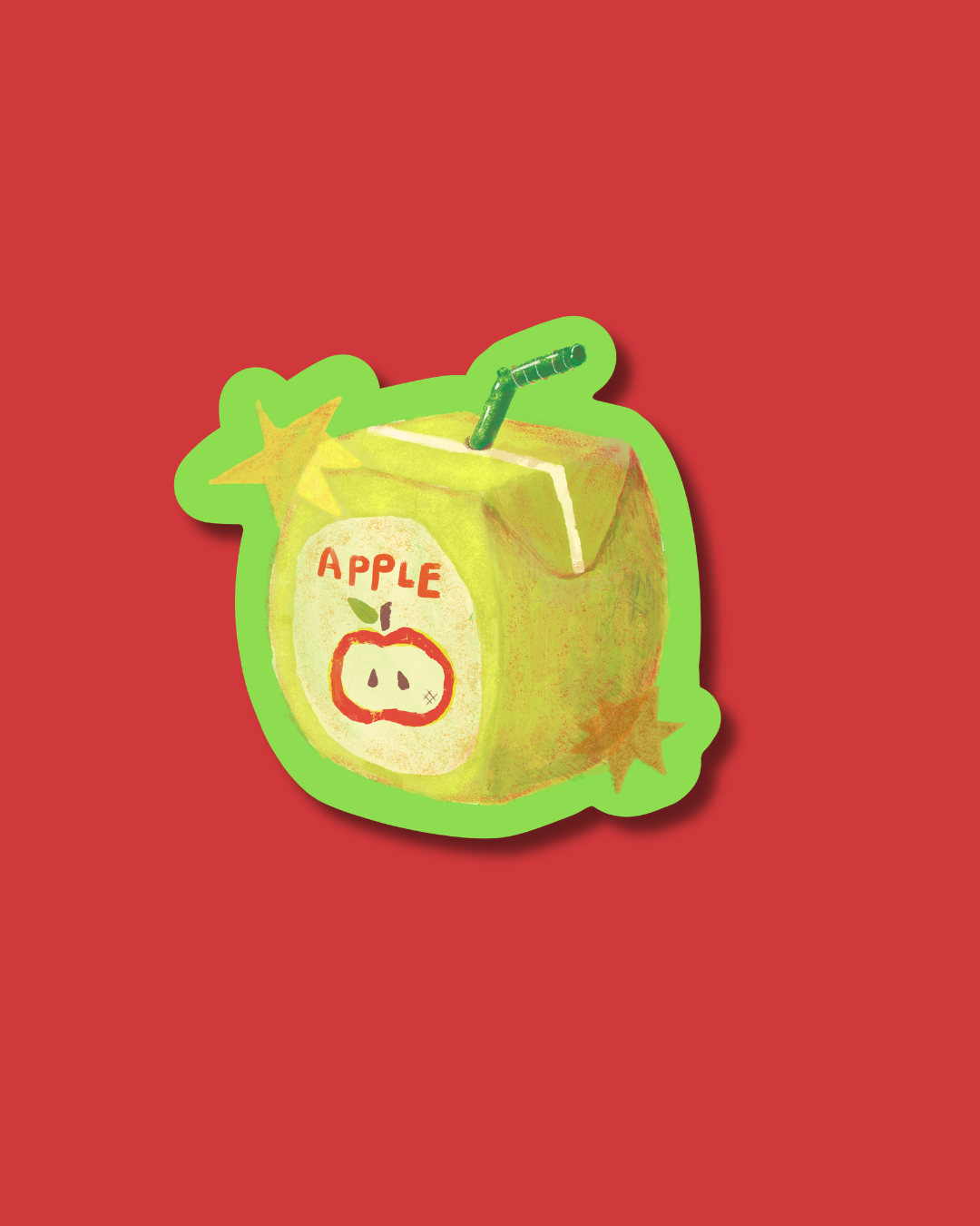 bloated apple juice sticker