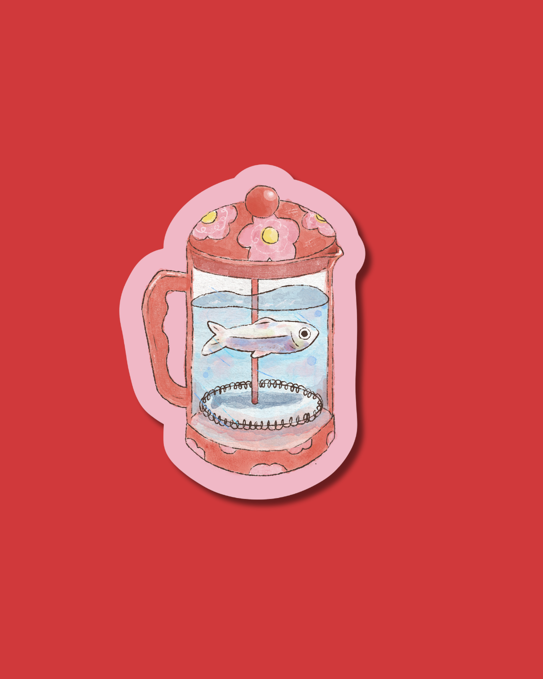 fish in a french press sticker