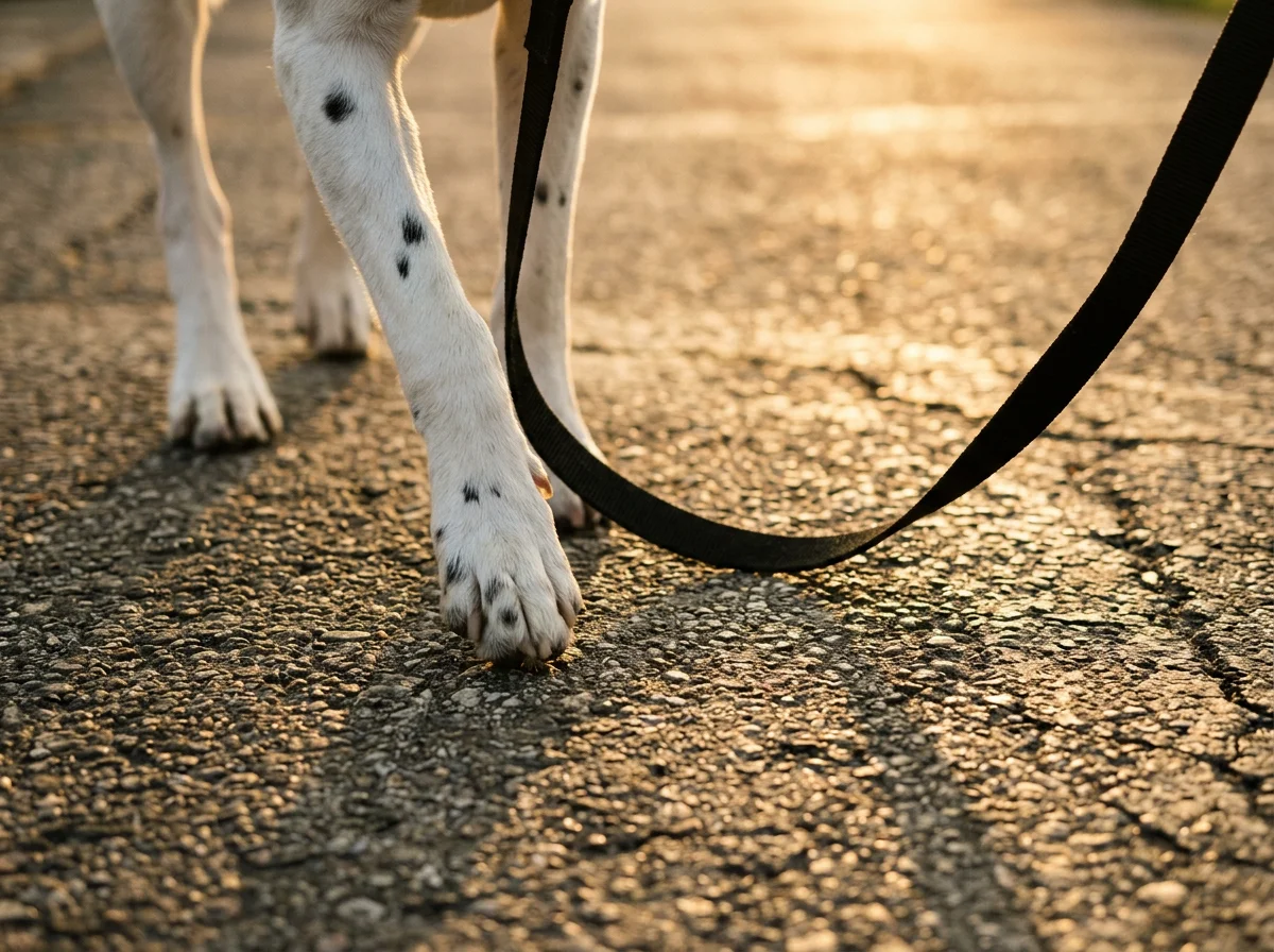 An image of a white dog walking on a loose leash to showcase the type of dog training dog trainer Joe can accomplish through his in-home dog training sessions in Cincinnati and Liberty Township area.