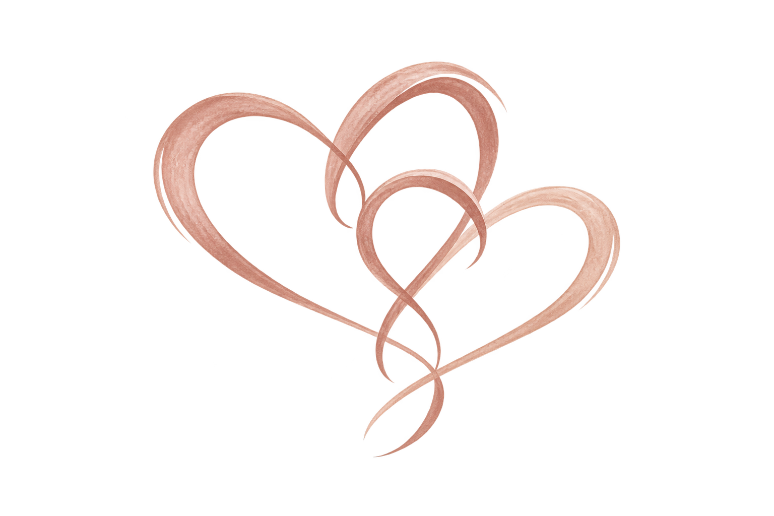 Three intertwined pink heart-shaped ribbons.