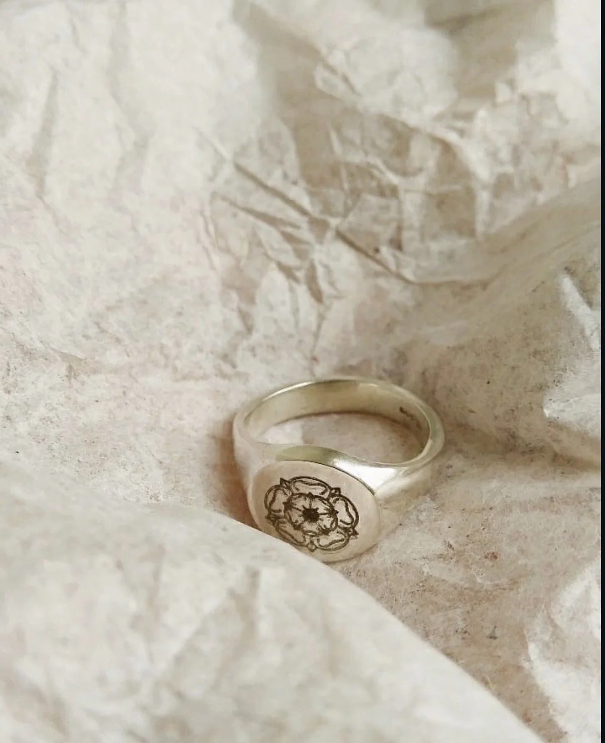 Sterling Silver signet ring with Yorkshire rose engraved on front