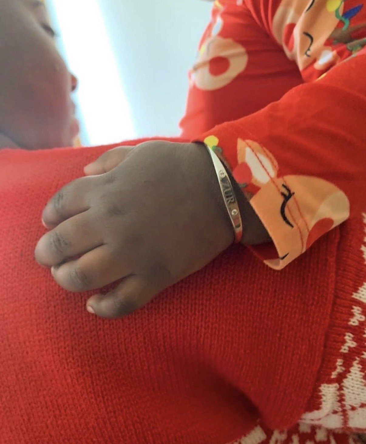Child's Bangle with name engraved & birthstones set