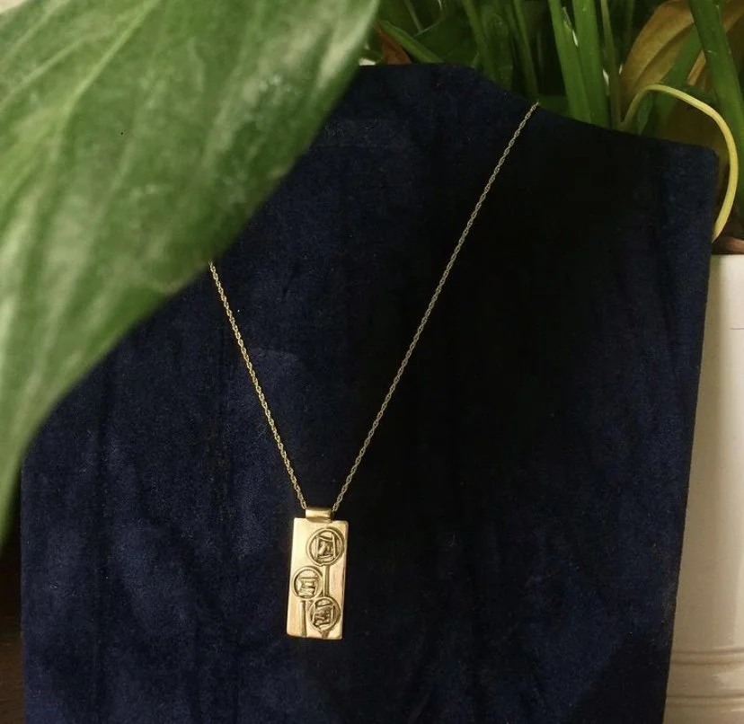 Charles Rennie Mackintosh inspired 9k yellow gold pendant