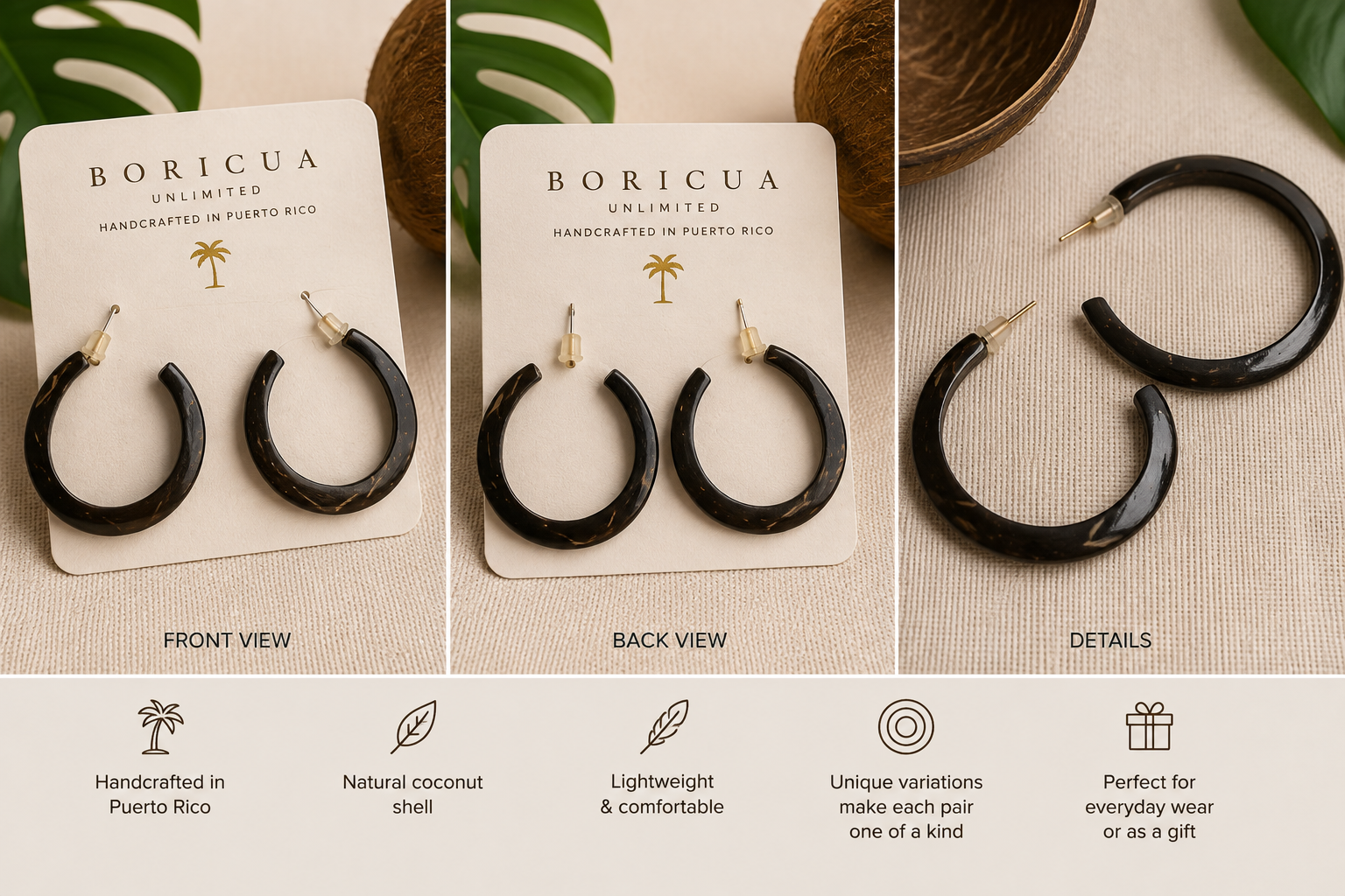 Isla Luna Coconut Shell Hoop Earrings