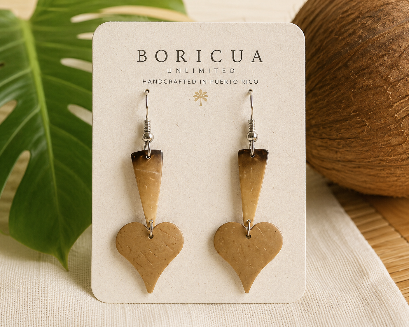 Isla Heart Coconut Shell Earrings