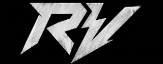 Stylized logo with the letters 'RW' in a metallic silver finish on a black background.