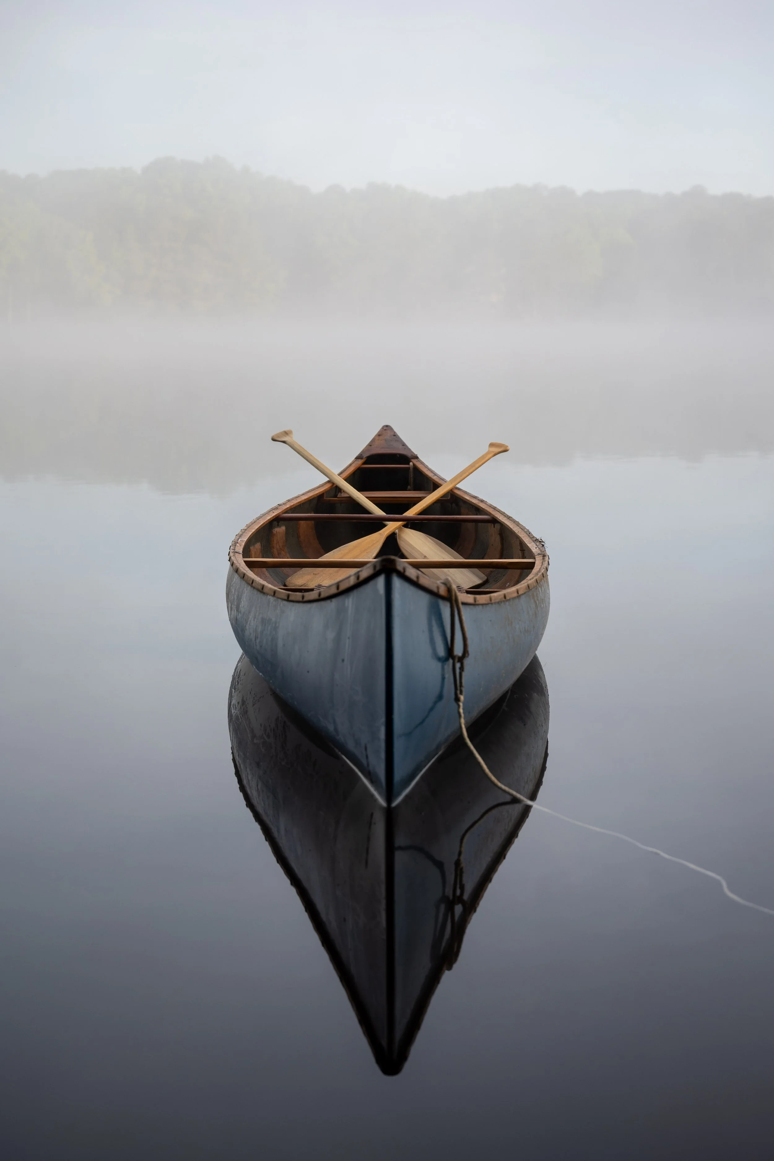 Canoe Boat Lake Foggy Serene Nature Morning Fog
