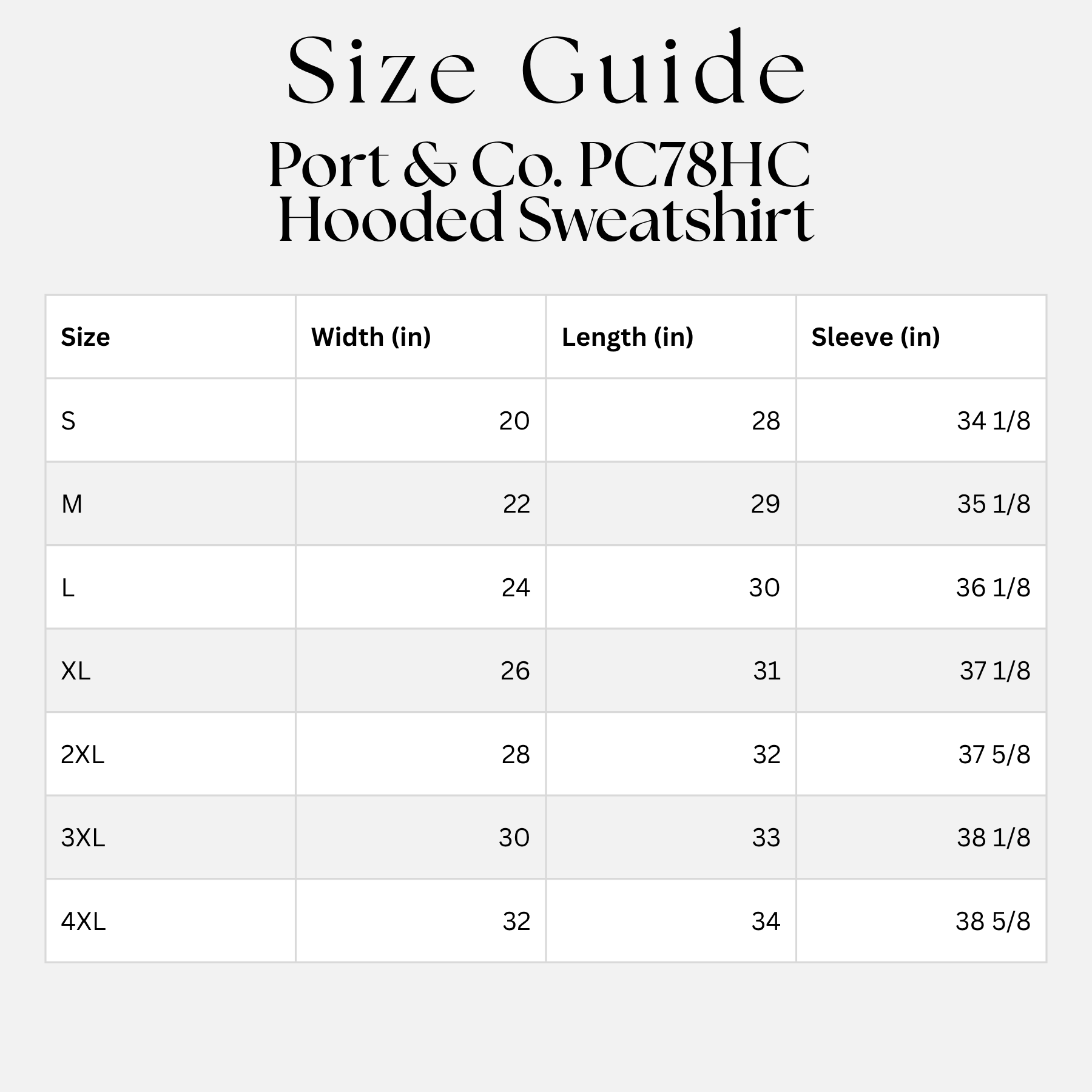 Size Guide - Port & Co PC78HC.png