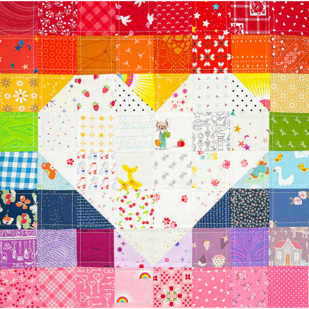 Sweet Rainbow Love Quilt Block