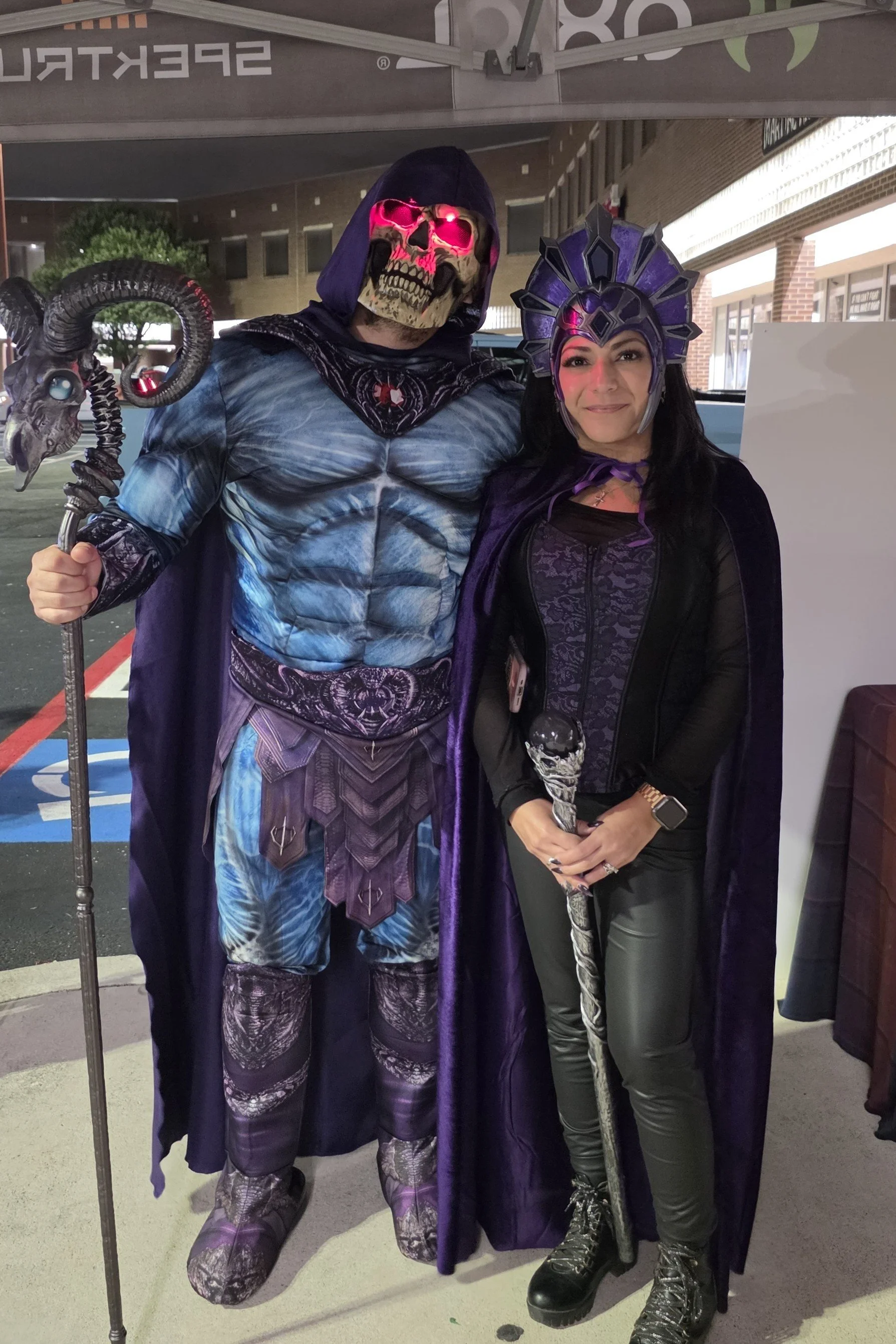 Skeletor and Evil-Lyn at the Alamo City Hobby Shop Annual Trunk or Treat in San Antonio Texas